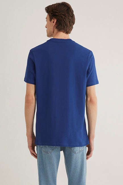 Erkek Miav Baskılı Tişört 067153-70722 Lacivert - Thumbnail