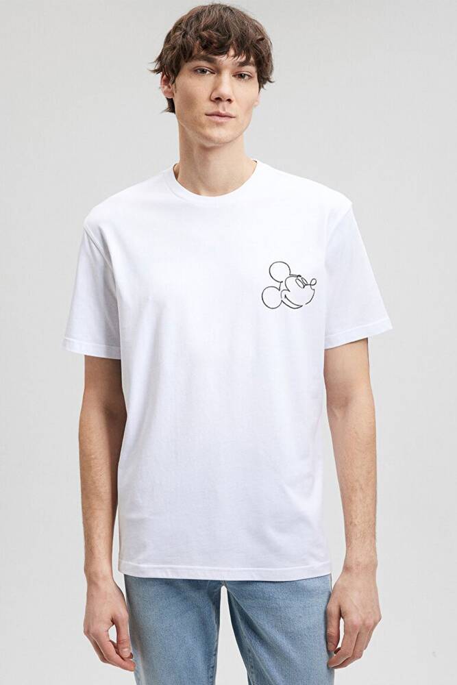 Erkek Mickey Mouse Baskılı Tişört 0611979-620 Beyaz 