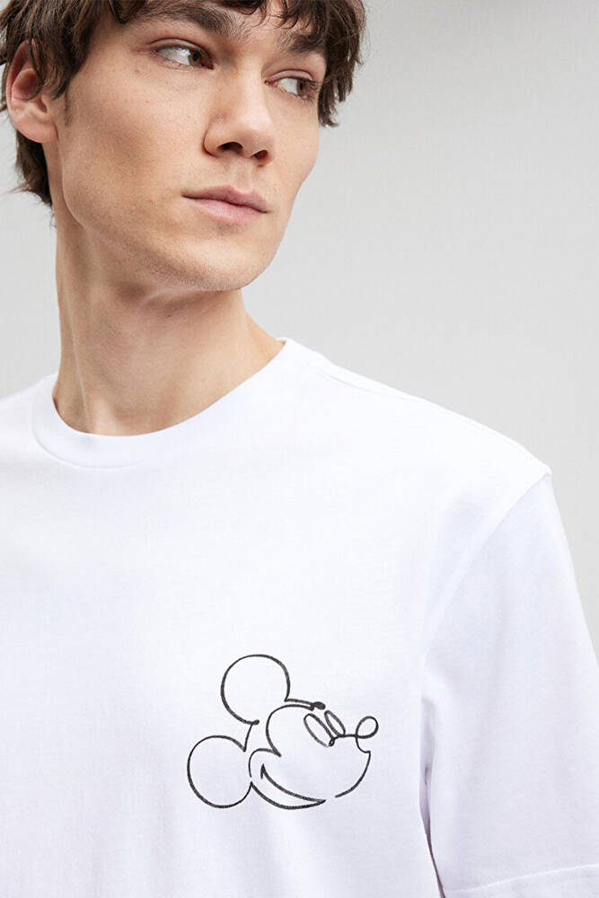 Erkek Mickey Mouse Baskılı Tişört 0611979-620 Beyaz 