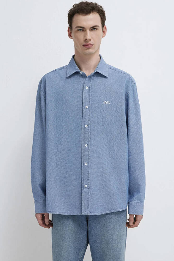 Erkek Mvjns Nakışlı Gömlek 0211885-18790 Mavi 
