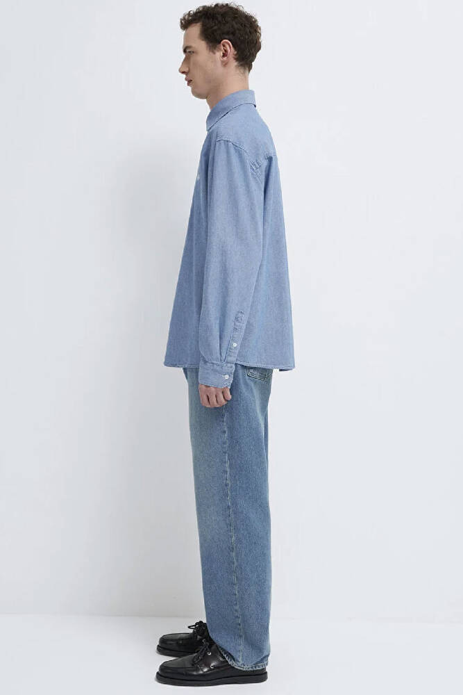 Erkek Mvjns Nakışlı Gömlek 0211885-18790 Mavi 