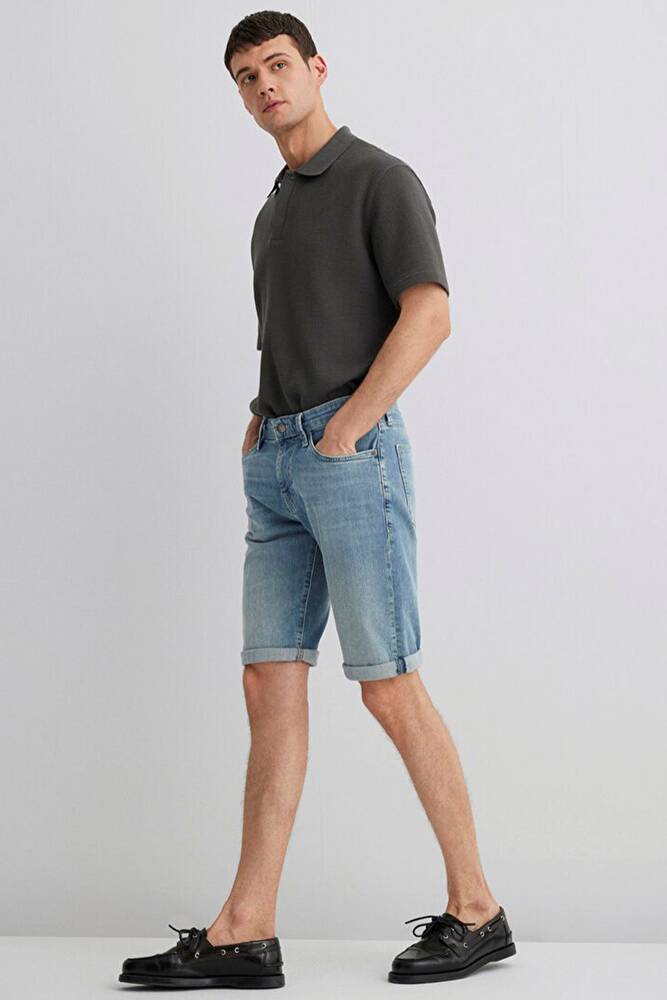 Erkek Nicholas Mavi Premium Denim Şort 0416028720 Mavi 