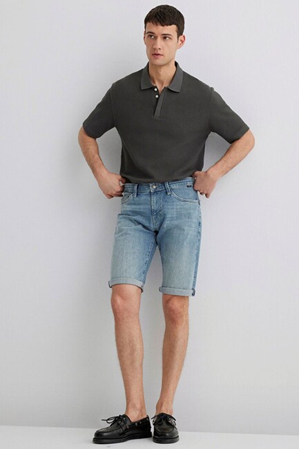 Erkek Nicholas Mavi Premium Denim Şort 0416028720 Mavi (2)