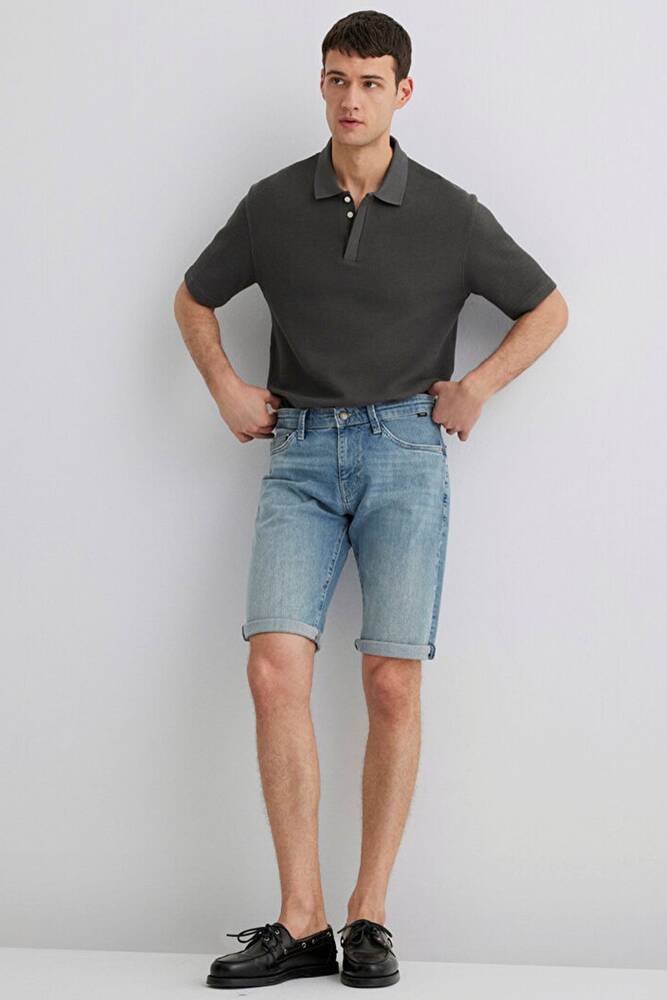 Erkek Nicholas Mavi Premium Denim Şort 0416028720 Mavi 