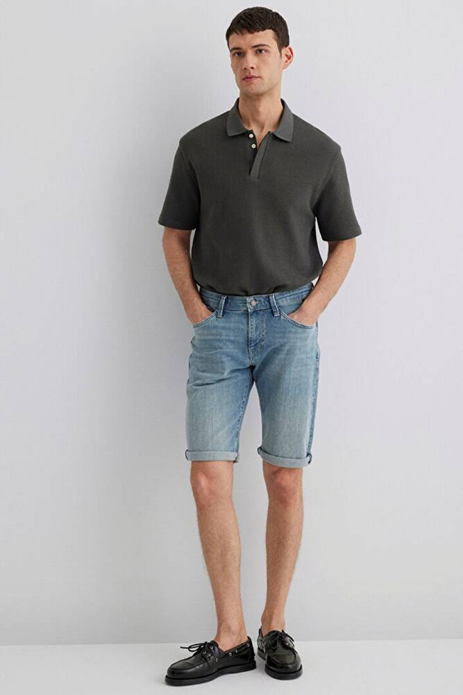 Erkek Nicholas Mavi Premium Denim Şort 0416028720 Mavi 