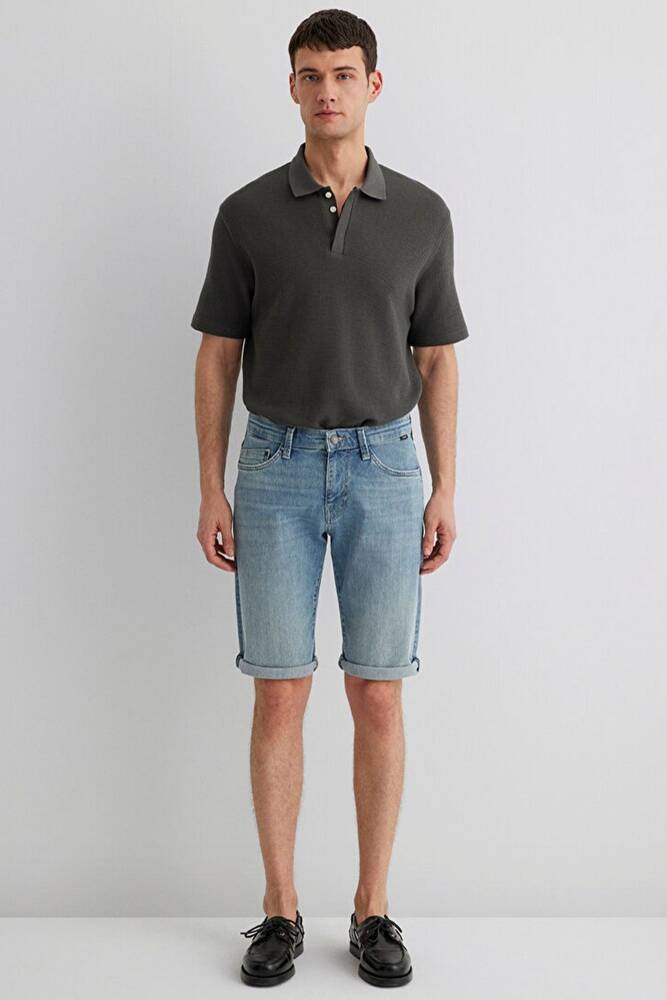 Erkek Nicholas Mavi Premium Denim Şort 0416028720 Mavi 