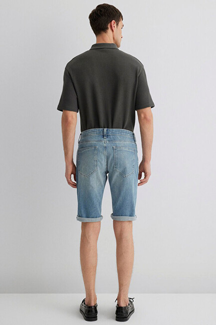 Erkek Nicholas Mavi Premium Denim Şort 0416028720 Mavi - Thumbnail