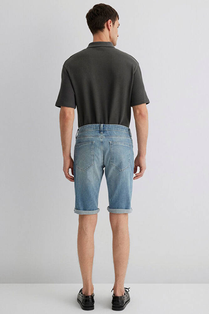 Erkek Nicholas Mavi Premium Denim Şort 0416028720 Mavi 