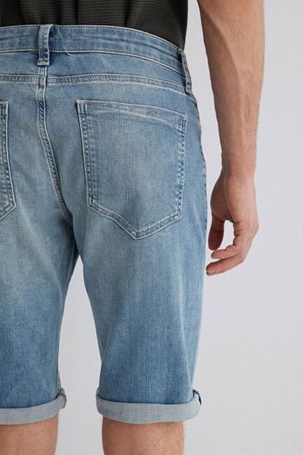 Erkek Nicholas Mavi Premium Denim Şort 0416028720 Mavi - Thumbnail