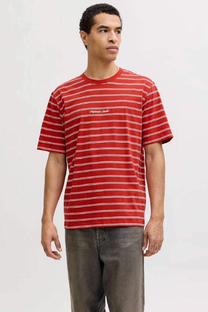 Erkek Norrebro Çizgili Tişört 12291021 Kırmızı 