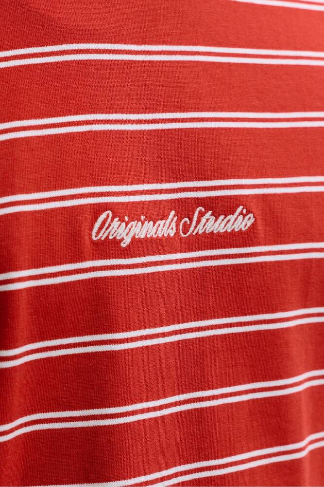 Erkek Norrebro Çizgili Tişört 12291021 Kırmızı 