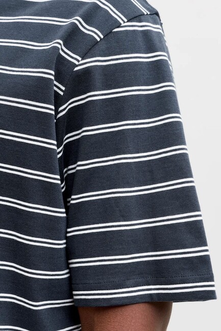 Erkek Norrebro Çizgili Tişört 12291021 Lacivert - Thumbnail