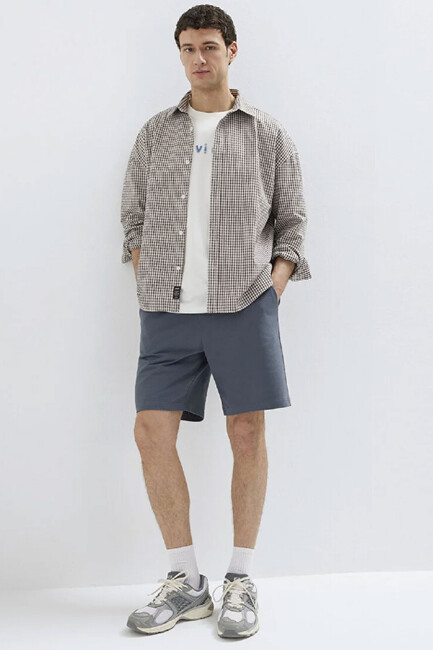 Erkek Örme Şort 066935-80776 Mavi (1)