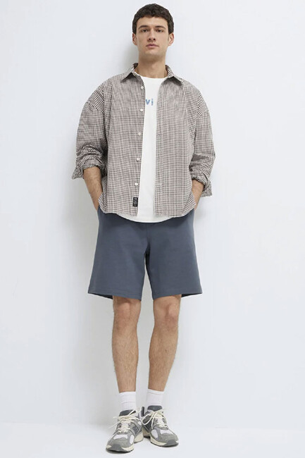 Erkek Örme Şort 066935-80776 Mavi (3)