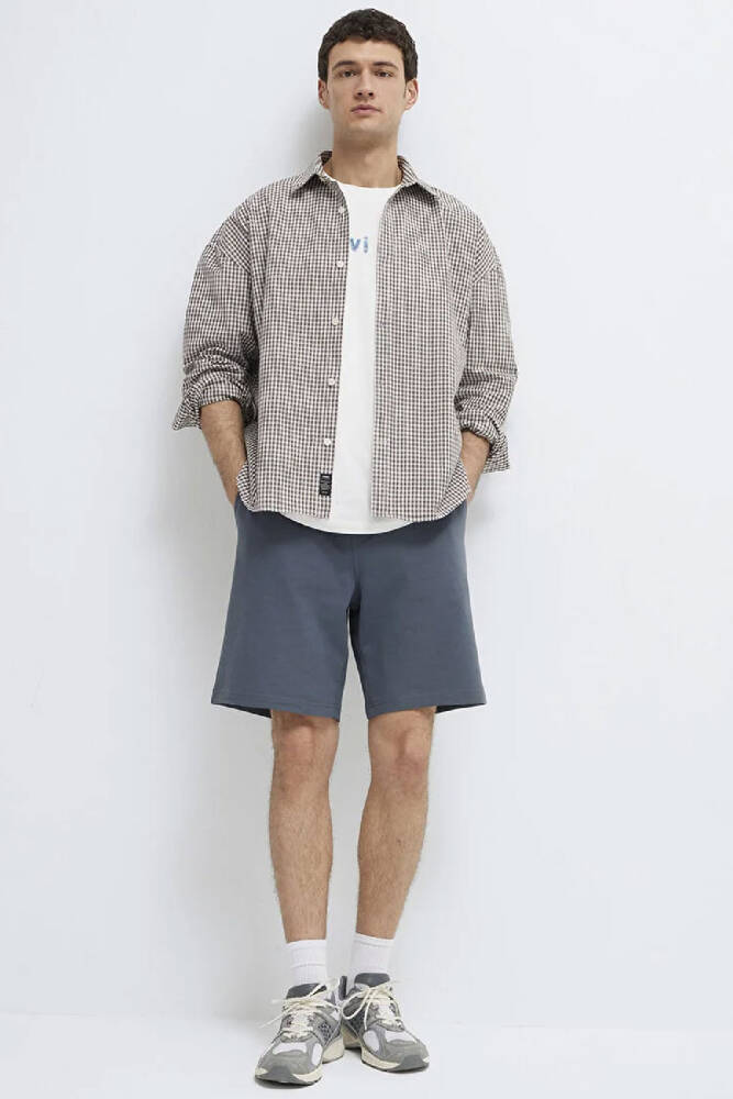 Erkek Örme Şort 066935-80776 Mavi 