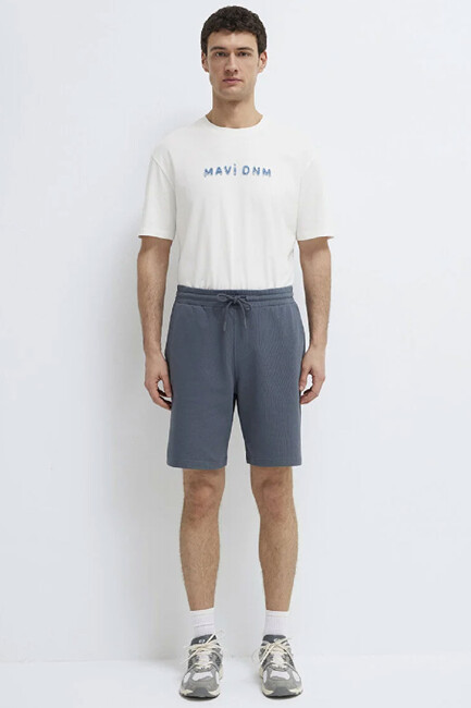 Erkek Örme Şort 066935-80776 Mavi - Thumbnail