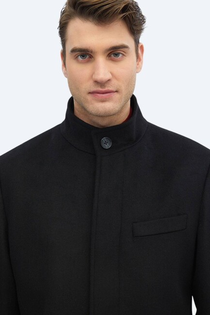 Erkek Kaşmir Palto PLT-149 10151594 Siyah - Thumbnail