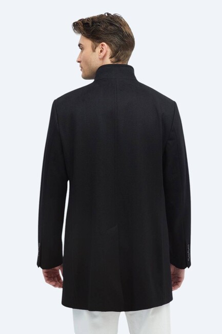Erkek Kaşmir Palto PLT-149 10151594 Siyah - Thumbnail