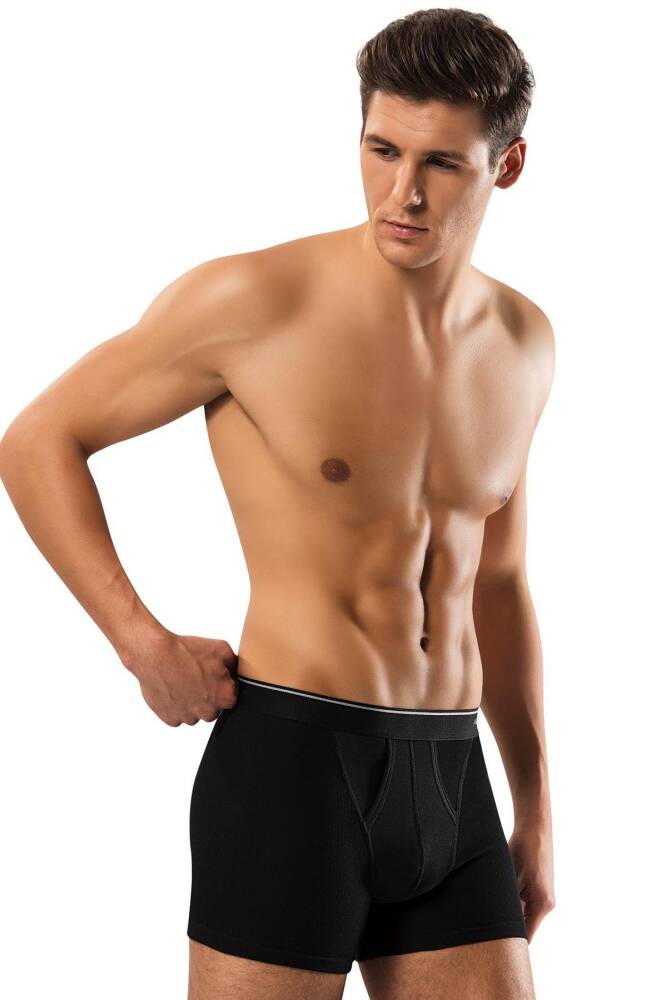 Erkek Pamuk Elastan Klasik Boxer 111R1445 Siyah  - 1
