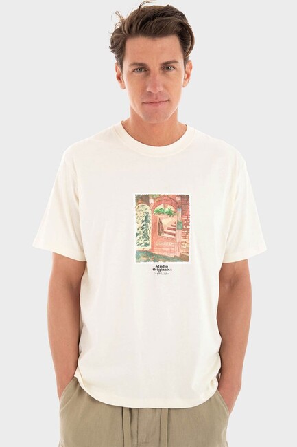Erkek Paros Graphıc Front Tişört 12273494 Ekru (1)