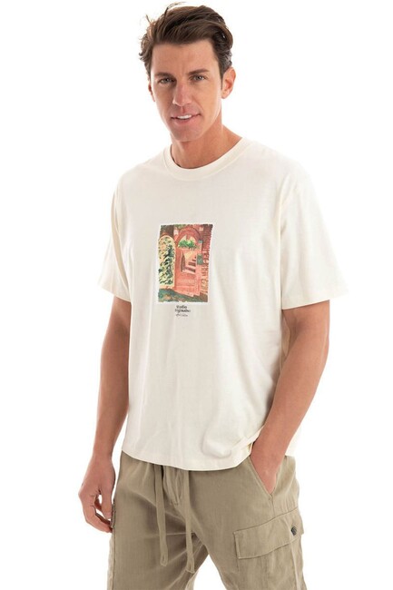 Erkek Paros Graphıc Front Tişört 12273494 Ekru (2)