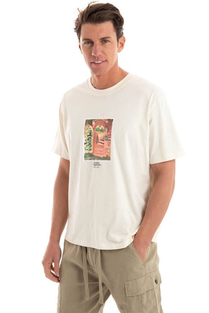 Erkek Paros Graphıc Front Tişört 12273494 Ekru 