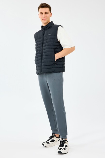 Erkek Polar Lining Paded Yelek S242212-3817 Siyah - Thumbnail