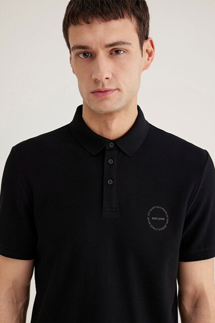 Erkek Polo Yaka Tişört 0610305-900 Siyah - Thumbnail