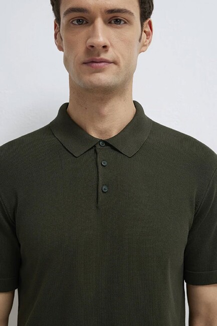 Erkek Polo Yaka Triko 0710249-85370 Yeşil - Thumbnail