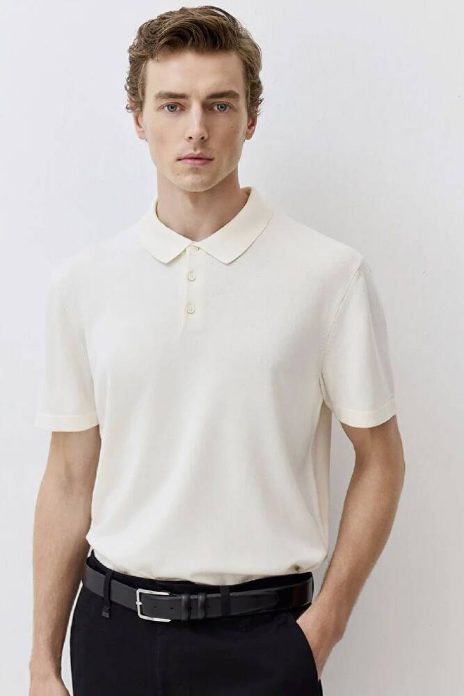Erkek Polo Yaka Triko Tişört 0710248-70057 Ekru 