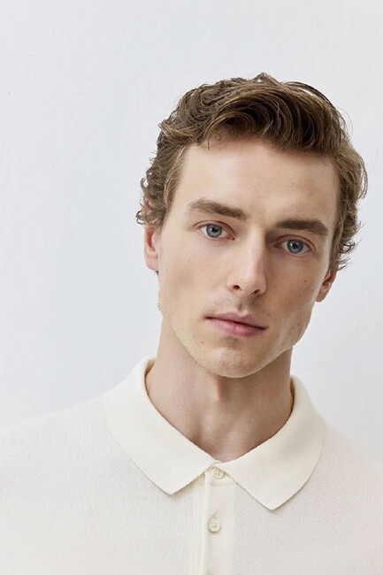 Erkek Polo Yaka Triko Tişört 0710248-70057 Ekru - Thumbnail