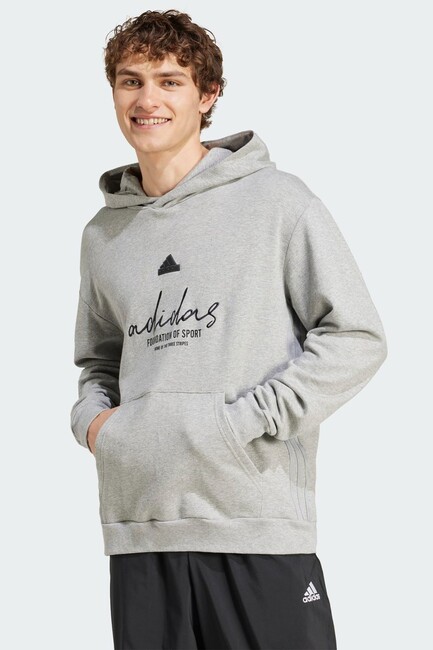 Erkek Q3 Kapüşonlu Sweat IX1316 Gri (1)