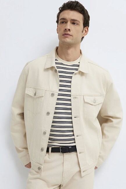Erkek Ray Classic Denim Ceket 0110273-A1707 Bej (2)