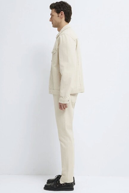 Erkek Ray Classic Denim Ceket 0110273-A1707 Bej - Thumbnail