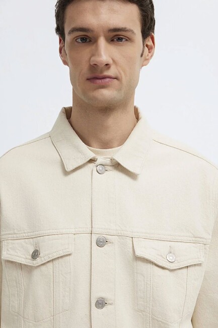 Erkek Ray Classic Denim Ceket 0110273-A1707 Bej - Thumbnail