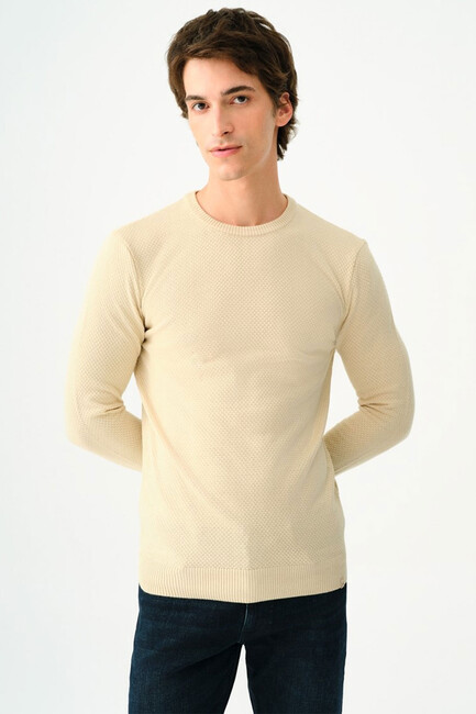 Erkek Regular Fit Kazak LF2030179 Bej (1)