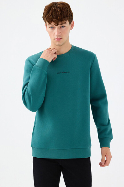 Erkek Regular Fit Sweatshirt LF2034268 Mavi (1)