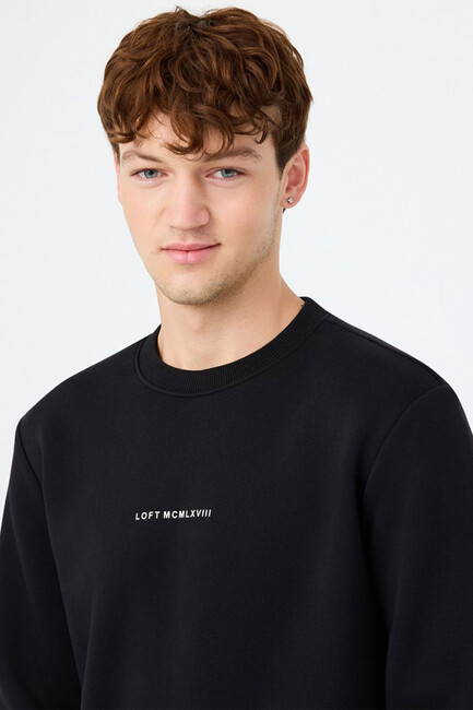 Erkek Regular Fit Sweatshirt LF2034268 Siyah - Thumbnail