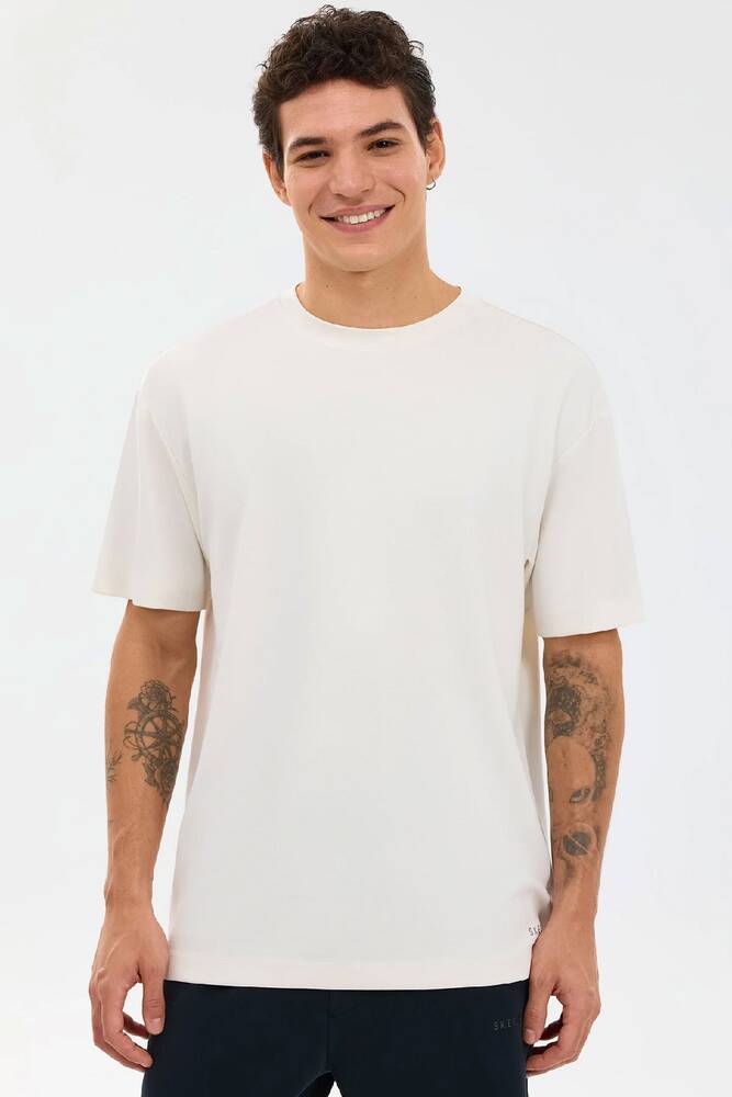Erkek Relaxed Fıt Tişört S2610136-3855 Beyaz 