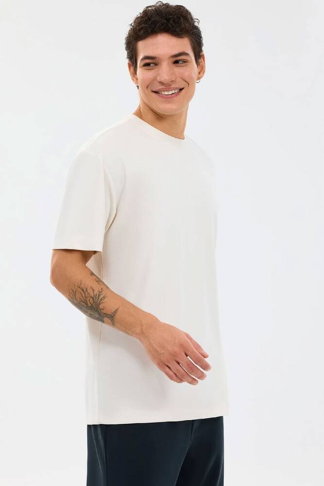 Erkek Relaxed Fıt Tişört S2610136-3855 Beyaz 