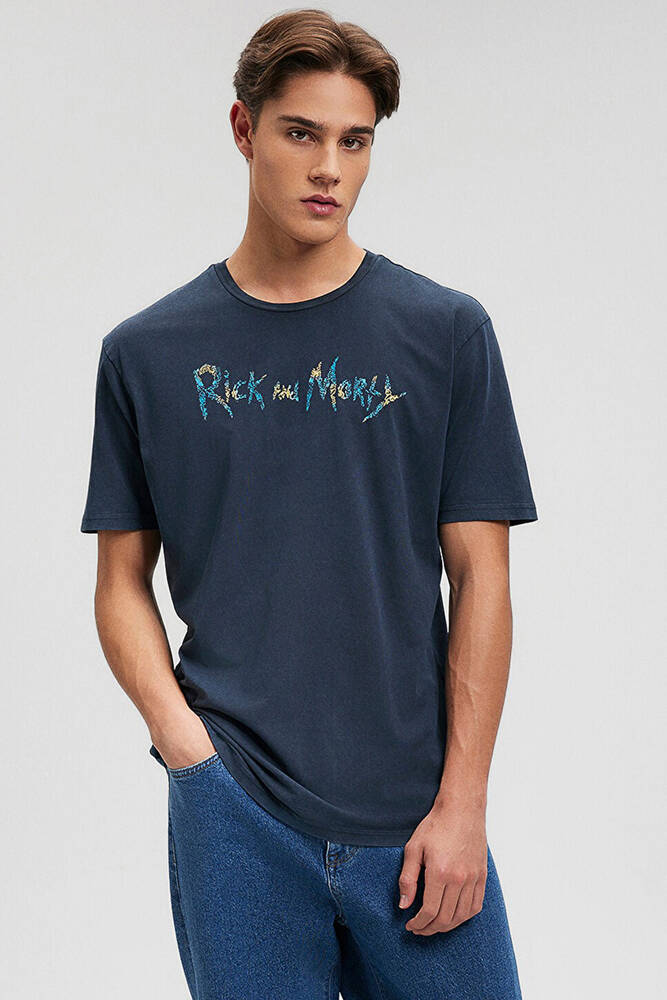 Erkek Rick And Morty Baskılı Tişört 067110-34314 Gri 