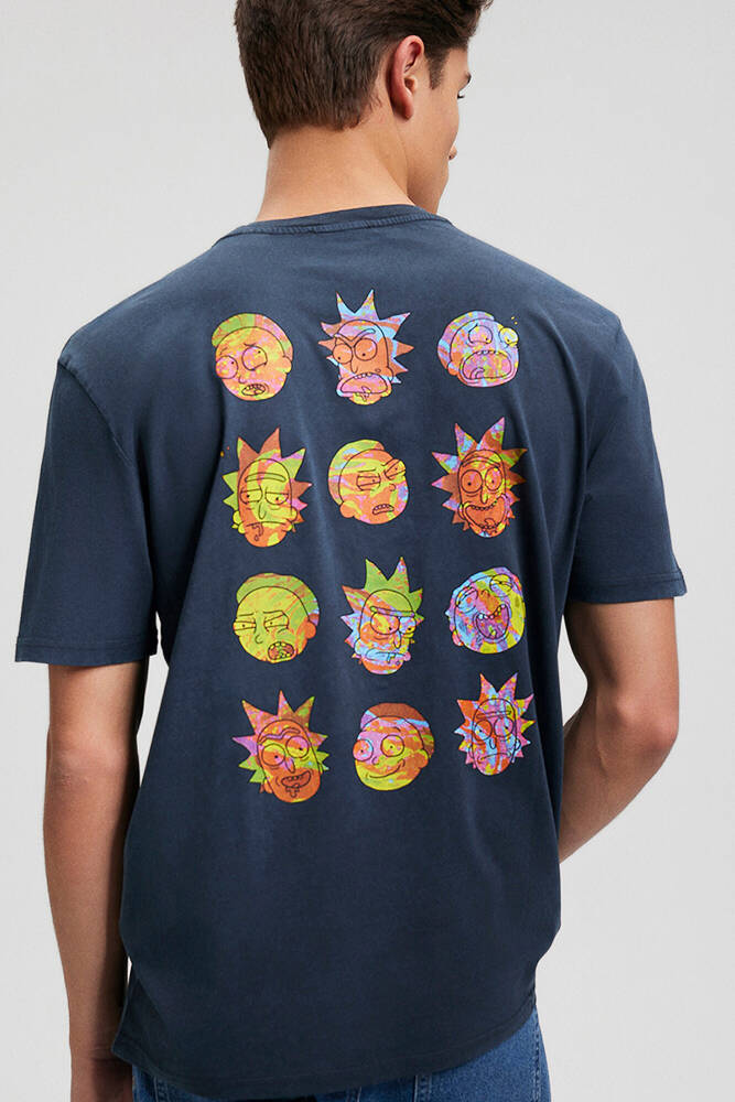 Erkek Rick And Morty Baskılı Tişört 067110-34314 Gri 