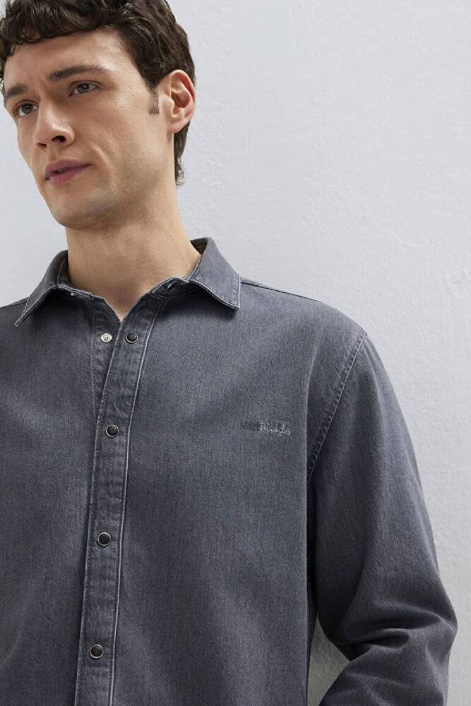 Erkek Roy Lux Black Denim Gömlek 0210496-A2097 Gri 