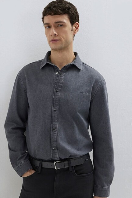 Erkek Roy Lux Black Denim Gömlek 0210496-A2097 Gri (2)