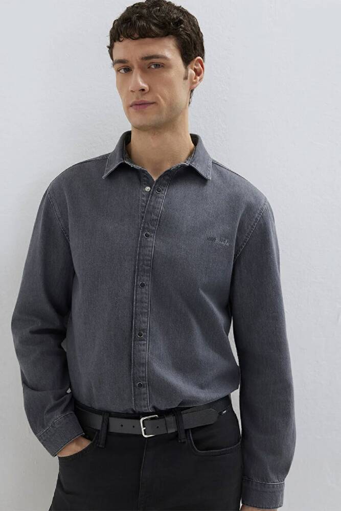 Erkek Roy Lux Black Denim Gömlek 0210496-A2097 Gri 