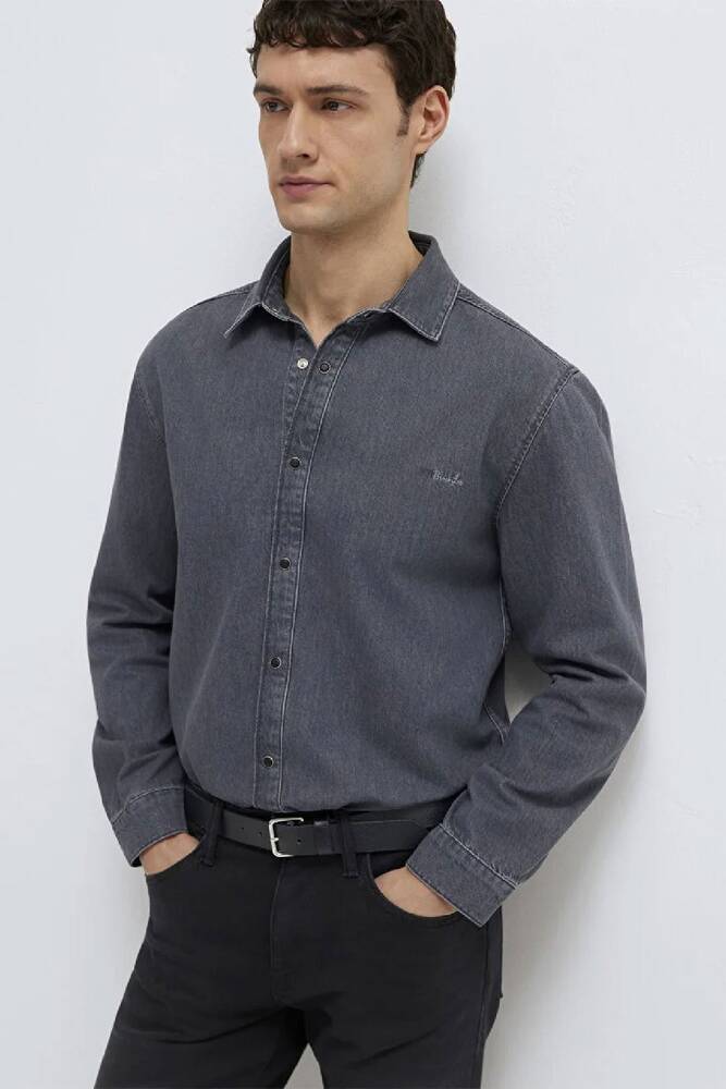 Erkek Roy Lux Black Denim Gömlek 0210496-A2097 Gri 