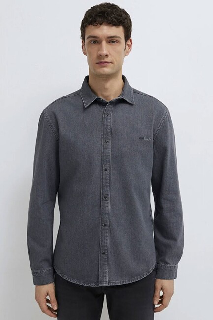 Erkek Roy Lux Black Denim Gömlek 0210496-A2097 Gri - Thumbnail