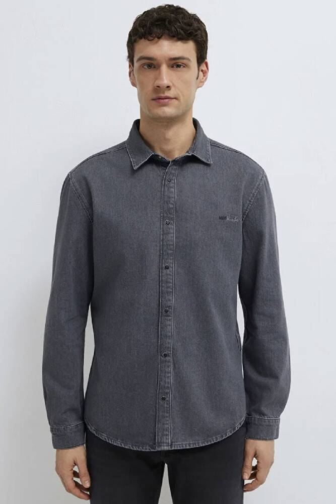 Erkek Roy Lux Black Denim Gömlek 0210496-A2097 Gri 