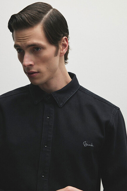 Erkek Roy Lux Black Nights Gömlek 0210496-82410 Siyah - Thumbnail