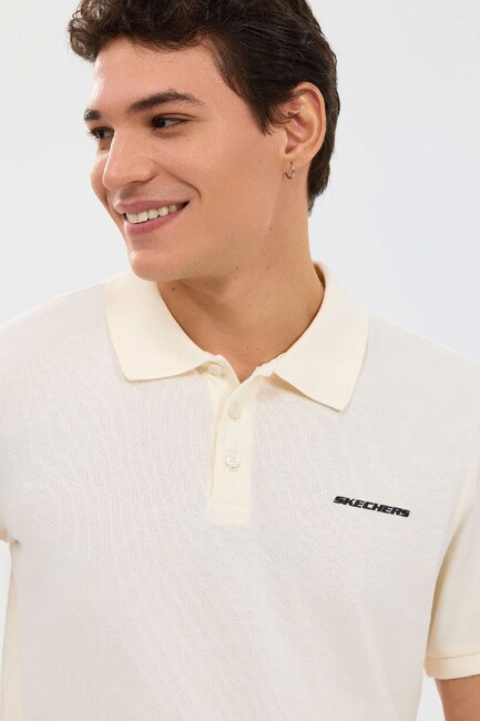 Erkek Short Sleeve Polo Tişört S211800-1208 Ekru - Thumbnail